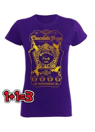 🎁1+1=3 новая фиолетовая хлопковая футболка harry potter, размер 46 - 48