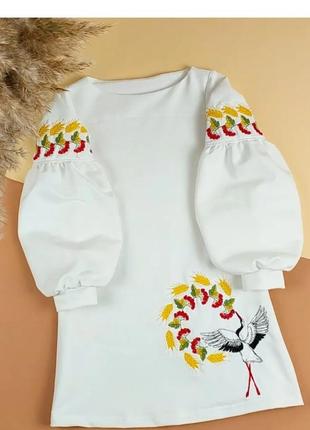 Платье вышиванка 98-140 см белое для девочек