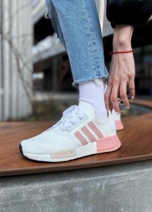 Женские кроссовки adidas nmd white/pink