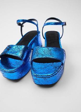 Сині босоніжки металік zara