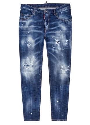 Оригинальные джинсы dsquared2 skater distressed jeans deep blue wash