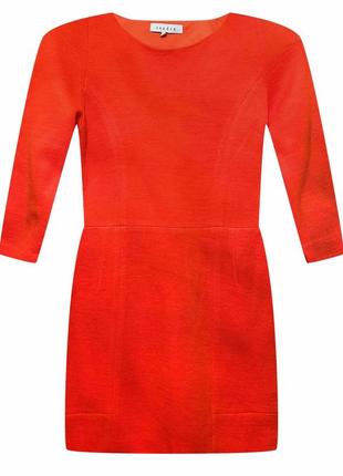 Мини-платье sandro с рукавом 3/4, с круглым вырезом и молнией на плечах, красное 1