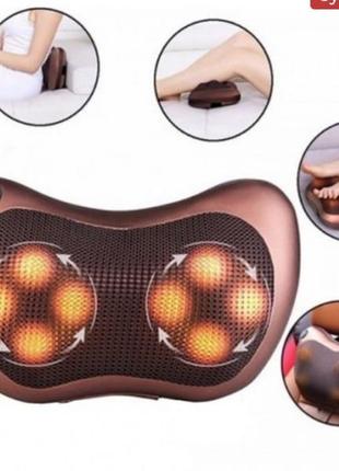 Массажная подушка с инфракрасным подогревом massage pillow qy-8028, роликовый массажер для спины и ши