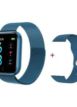 Smart watch t80s, два браслети, температура тіла, тиск, оксиметр. колір: синій