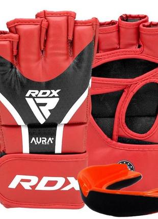 Рукавиці для мма rdx aura plus t-17 red/black s (капа у комплекті)