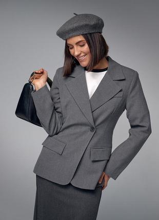 Жіночий піджак однобортний класичний сірий колір s m