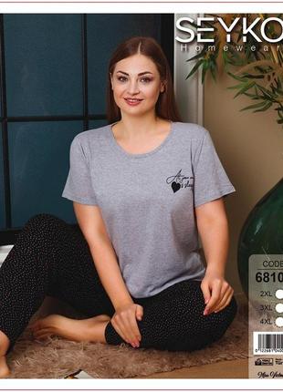 Піжама жіноча домашній костюм штани +футболка великих розмірів туреччина   р-р:2xl/3xl/4xl 68104