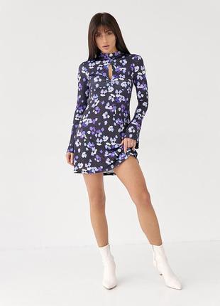 Сукня жіноча молодіжний міні з квітковим принтом синій колір s m l