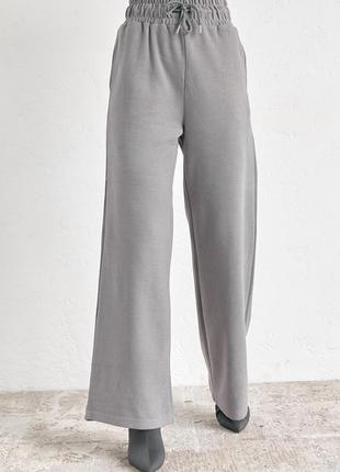 Жіночі брюки-кюлоти теплі осінь-зима сірий колір s m   xl