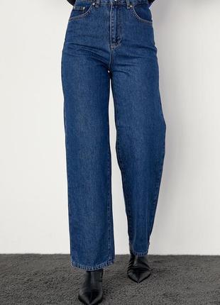 Жіночі джинси широкі палаццо з високою посадкою синій колір р-ри:38/42