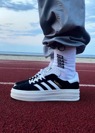 Adidas gazelle bold black white (нюанс)