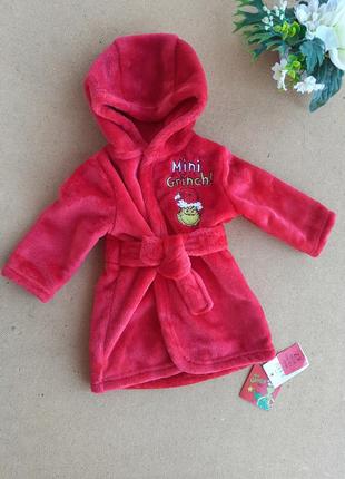 Яркий красный халат на 0-3 месяца гренч