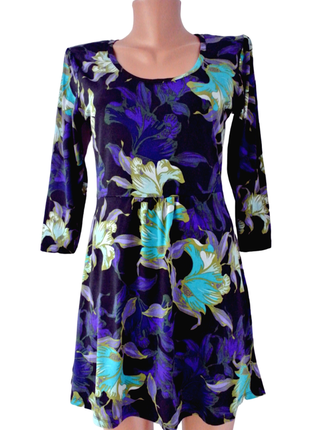 .новое (сток) очаровательное вискозное платье tu с ирисами. размер uk12 (m).