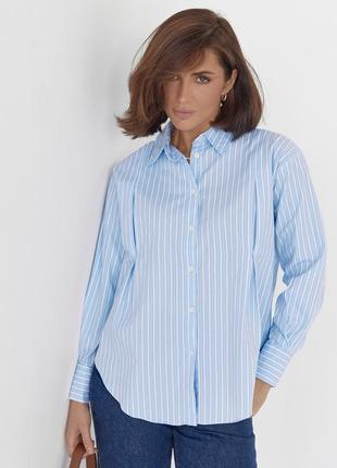 Жіноча сорочка у смужку блакитна 100% бавовна s m l