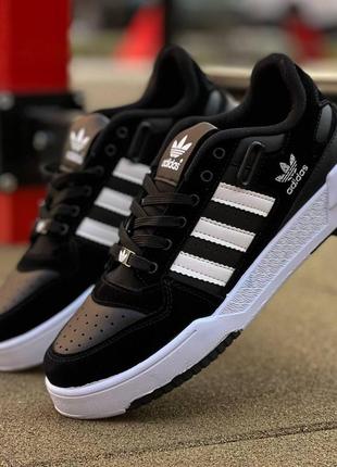 Кросівки чоловічі adidas forum low замша/шкіра чорний колір 40/41/42