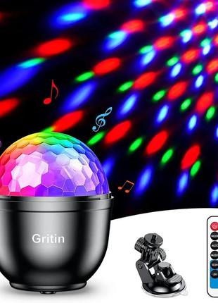 Светящийся disco lights, перезаряжаемые gritin, вращающиеся на 360 °, активируемые звуком диско-шаровые огни