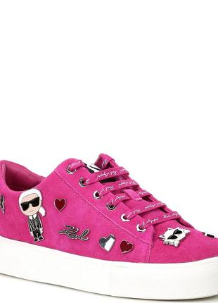 Кеды-снекерсы розовые karl lagerfeld cate pins lace up sneakers pink