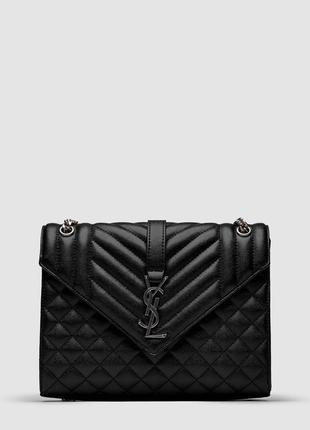 💎 сумка в стиле saint laurent envelope medium in quilted leather black