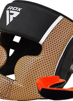 Боксерський шолом rdx aura plus t-17 black golden l (капа у комплекті)