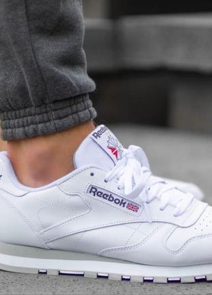 Оригінальні чоловічі шкіряні кросівки reebok cl