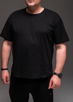 Чоловіча чорна футболка великі розміри "casual"