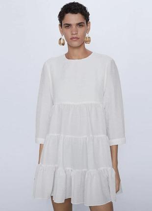 Новое белое текстурированное платье zara