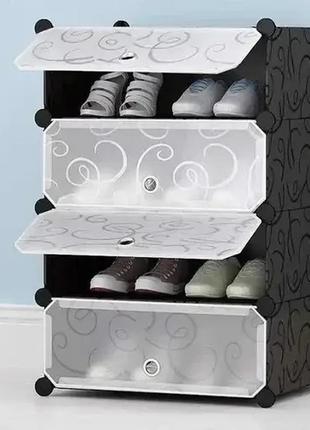 Пластиковый модульный шкаф органайзер для обуви mp a1-4 39x37x76см сборный портативный органайзер комод