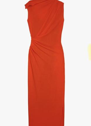 Zara x narciso rodriguez красное платье миди с довпировкой