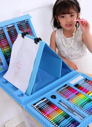 Набор для детского творчества в чемодане из 208 предметов "чемодан творчества" голубой