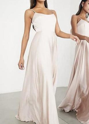 Атласна максі-сукня з пишною спідницею asos design