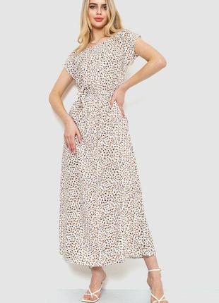 Сукня з принтом, колір молочно-бежевий, 214r055-2