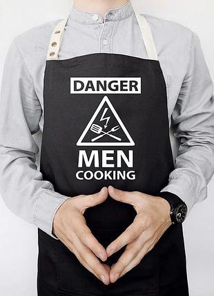 Фартух чоловічий "danger men cooking" чорний