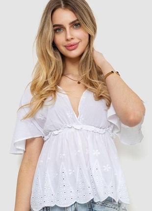 Блуза однотонная, цвет белый, 244r096