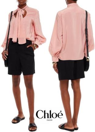 Chloé блуза с бантом із розового шовку