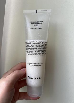 Очиститель для проблемной кожи transparent-lab blemish control bha cleanser