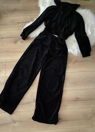 Велюровий плюшевий костюм зіп укорочений худі і штани5 фото
