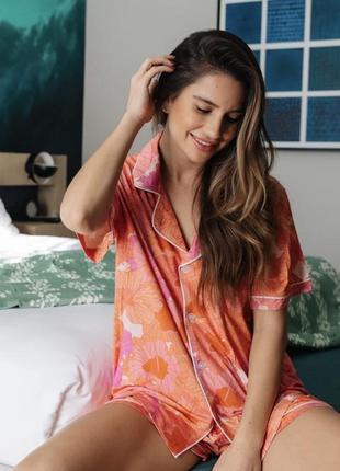 Пижама комплект: рубашка и шорты одежда для дома