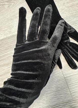 Бархатные длинные перчатки перчатки вечерние3 фото