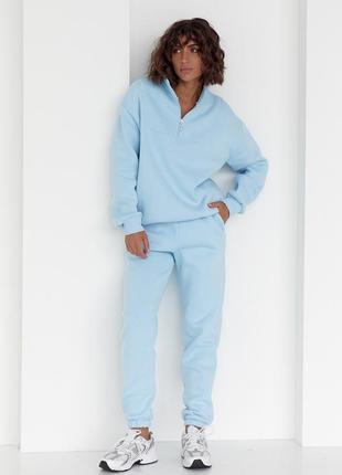 Жіночий спортивний костюм теплий 3-нитка блакитний колір     l/xl