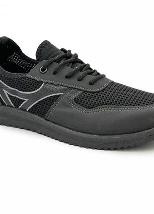 Мужские кроссовки черные из сетки 44 размер. летние кроссовки под джинсы для мужчин. модель 46384. цвет: