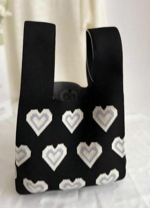 Тренд стильна жіноча в'язана текстильна сумка шопер графічний принт абстракція