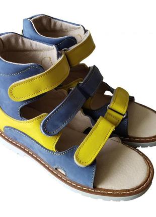 Ортопедические сандалии с супинатором foot care fc-113 размер 32 желто-голубые