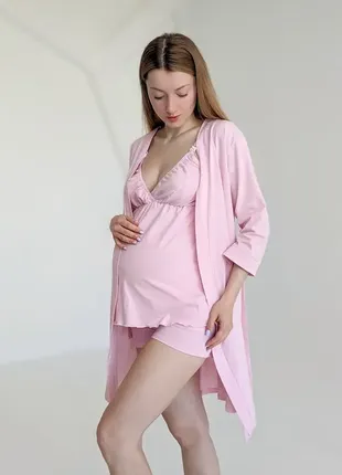Комплект для вагітних та годуючих в пологовий: халат та піжама
