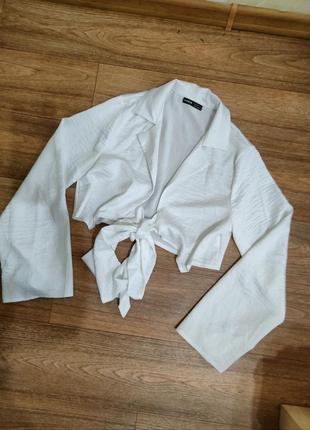 Белая рубашка/блуза укороченная