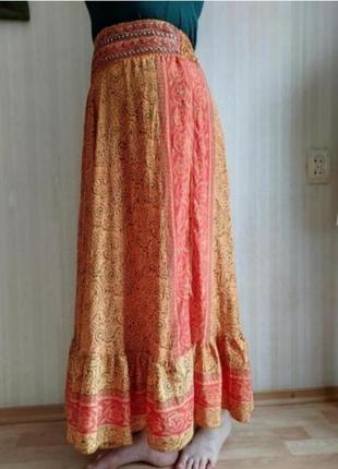 Невероятно шикарная юбка саржевый шелк, макси. бохо, этно стиль. ручной работы индия