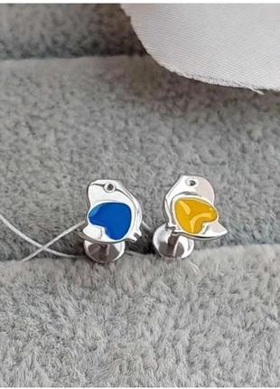 Дитячі сережки пташки срібло 925
