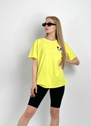 Женский комплект с футболкой и велосипедками рубчик "active"