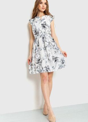 Платье с цветочным принтом, цвет светло-серый, 230r007-7