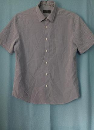 Рубашка летняя мужская в мелкую клетку m&s, l