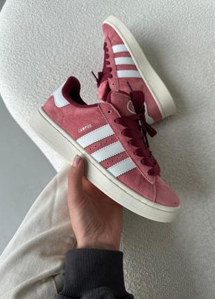 Стильні жіночі кеди в стилі adidas campus 00s pink/white